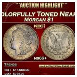 1921-p Morgan Dollar Colorfully Toned Near Top Pop