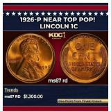 1926-p Lincoln Cent Near Top Pop! 1c ms67 rd SEGS
