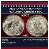 1937-d Walking Liberty Half Dollar Near Top Pop 50