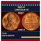 1931-p Lincoln Cent 1c Grades ms66 rd