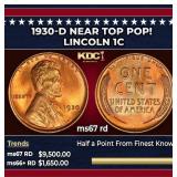1930-d Lincoln Cent Near Top Pop! 1c ms67 rd SEGS