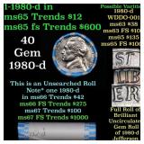 BU Shotgun Jefferson 5c roll, 1980-d 40 pcs Bank $