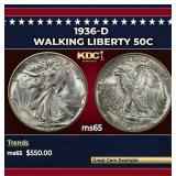 1936-d Walking Liberty Half Dollar 50c Grades ms65