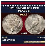 1923-d Peace Dollar Near Top Pop $1 ms66 SEGS