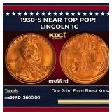 1930-s Lincoln Cent Near Top Pop! 1c Grades ms66 r