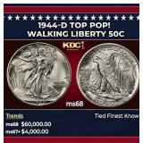 1944-d Walking Liberty Half Dollar TOP POP! 50c ms