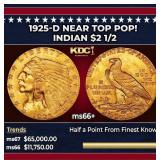 1925-d Gold Indian Quarter Eagle Near Top Pop! $2