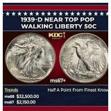 1939-d Walking Liberty Half Dollar Near Top Pop 50