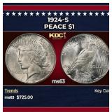 1924-s Peace Dollar $1 Grades ms63