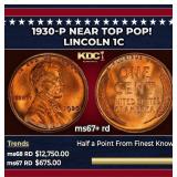 1930-p Lincoln Cent Near Top Pop! 1c ms67+ rd SEGS