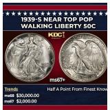 1939-s Walking Liberty Half Dollar Near Top Pop 50