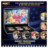 6 PC. Disney Princesses Gold Plated Round Collecti