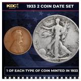 1933 5 Coin Date Set, 1 Of Each Type Of Coin Minte