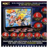 10 Coin Pokemon - Pokeball Gold Plated Round Colle