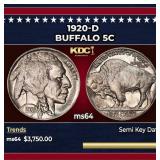 1920-d Buffalo Nickel 5c ms64 SEGS