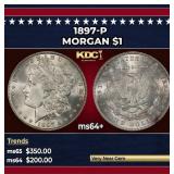 1897-p Morgan Dollar $1 Grades ms64+