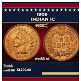 1909 Indian Cent 1c ms66 rd SEGS