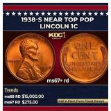 1938-s Lincoln Cent Near Top Pop 1c ms67+ rd SEGS