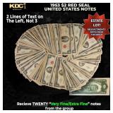 20x 1953 $2 Red Seal United States Note Grades VF/
