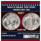 1942-d Mercury Dime Near Top Pop! 10c ms68 FSB SEG