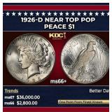 1926-d Peace Dollar Near Top Pop $1 ms66+ SEGS
