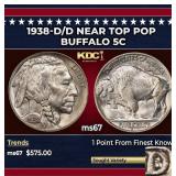 1938-d/d Buffalo Nickel Near Top Pop 5c ms67 SEGS