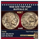 1938-d/d Buffalo Nickel TOP POP! 5c ms68 SEGS