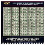 Complete Set of 50 States Enhanced Art $1 US Feder