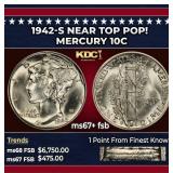 1942-s Mercury Dime Near Top Pop! 10c ms67+ fsb SE