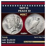 1927-d Peace Dollar $1 ms64+ SEGS