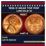 1936-d Lincoln Cent Near Top Pop 1c ms67 rd SEGS