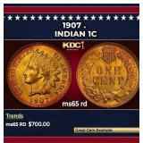 1907 Indian Cent . 1c Grades ms65 rd