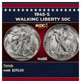 1945-s Walking Liberty Half Dollar 50c Grades ms66