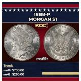 1888-p Morgan Dollar $1 Grades ms65+