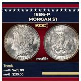 1886-p Morgan Dollar $1 Grades ms65+