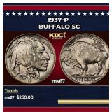 1937-p Buffalo Nickel 5c ms67 SEGS