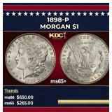 1898-p Morgan Dollar $1 Grades ms65+