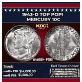 1943-d Mercury Dime TOP POP! 10c ms68+ FSB SEGS
