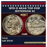 1970-d Jefferson Nickel Near Top Pop 5c ms66 SEGS