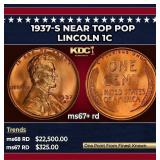1937-s Lincoln Cent Near Top Pop 1c ms67+ rd SEGS