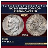 1973-p Eisenhower Dollar Near Top Pop $1 ms66 SEGS