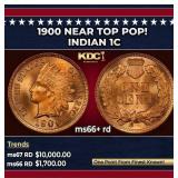 1900 Indian Cent Near Top Pop! 1c ms66+ rd SEGS