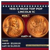 1935-d Lincoln Cent Near Top Pop 1c ms67+ rd SEGS