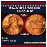 1974-d Lincoln Cent Near Top Pop 1c ms67 rd SEGS