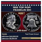 1955 Proof Franklin Half Dollar TOP POP! 50c pr69