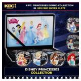 6 PC. Disney Princesses Gold Plated Round Collecti