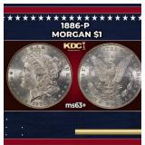 1886-p Morgan Dollar $1 Grades ms63+