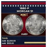 1880-p Morgan Dollar $1 Grades ms65+