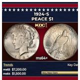 1924-s Peace Dollar $1 ms64+ SEGS