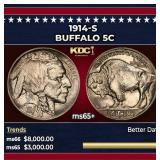 1914-s Buffalo Nickel 5c ms65+ SEGS